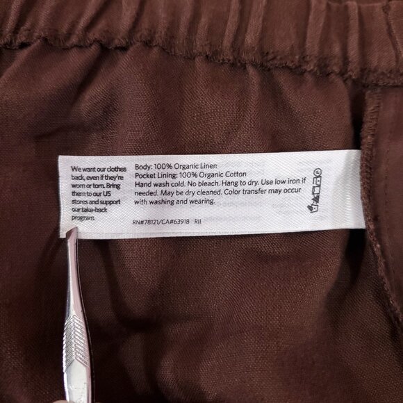 Eileen Fisher Womens Small 100% Organic Linen Wide Leg Pull On Pants Brown - Picture 10 of 12